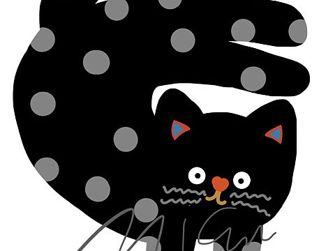 顽皮小猫插画 可爱动物图案猫咪印花