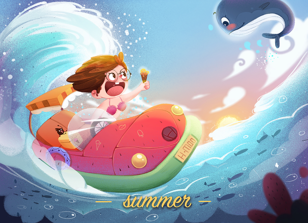 summer（图ZMTE5OTk2MzMy） - 商业插画 - 站酷设计师猫小毛毛原创素材 - 站酷ZCOOL