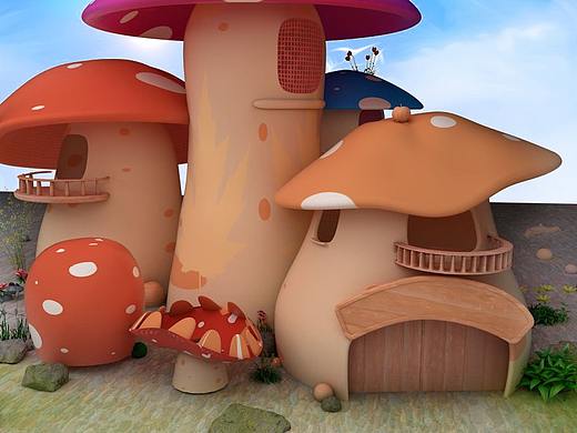 蘑菇小屋 创意C4D建模