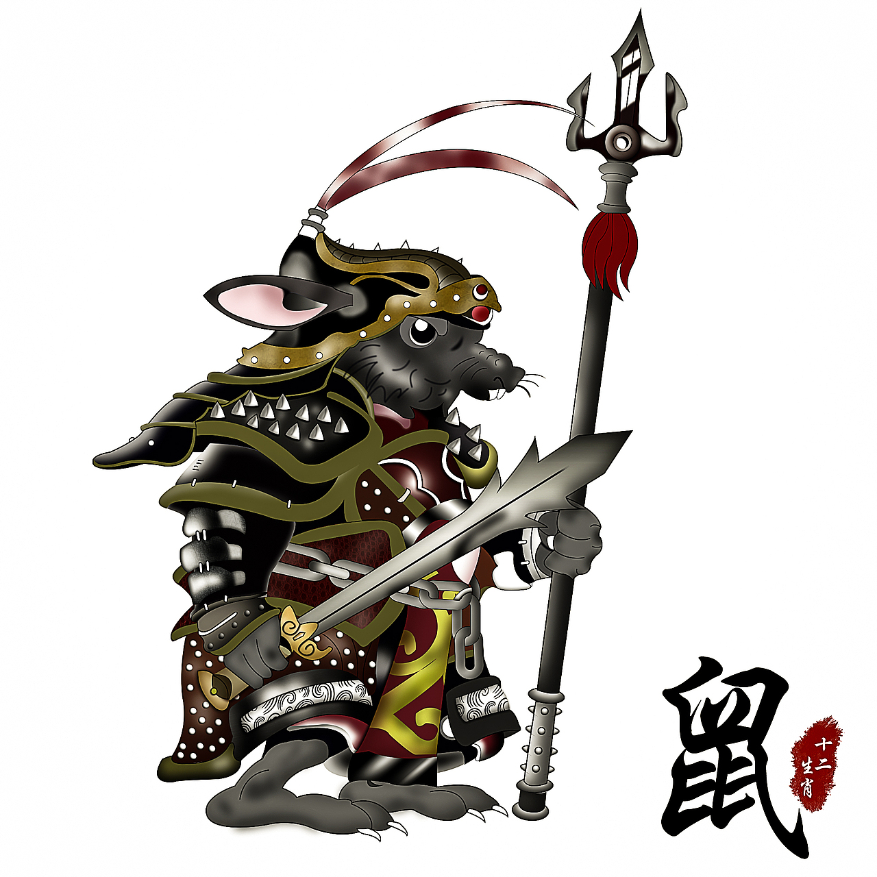十二生肖-鼠（图ZMTMyMjk2MTA0） - 艺术插画 - 站酷设计师文艺轻骑兵原创素材 - 站酷ZCOOL