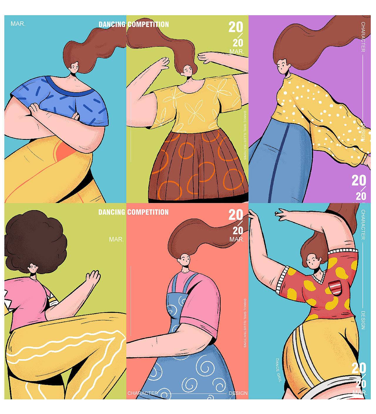 潮流插画 —— Dancing competition（图ZMjAwMjYyMjEy） - 商业插画 - 站酷设计师菠萝蘸酱油原创素材 - 站酷ZCOOL