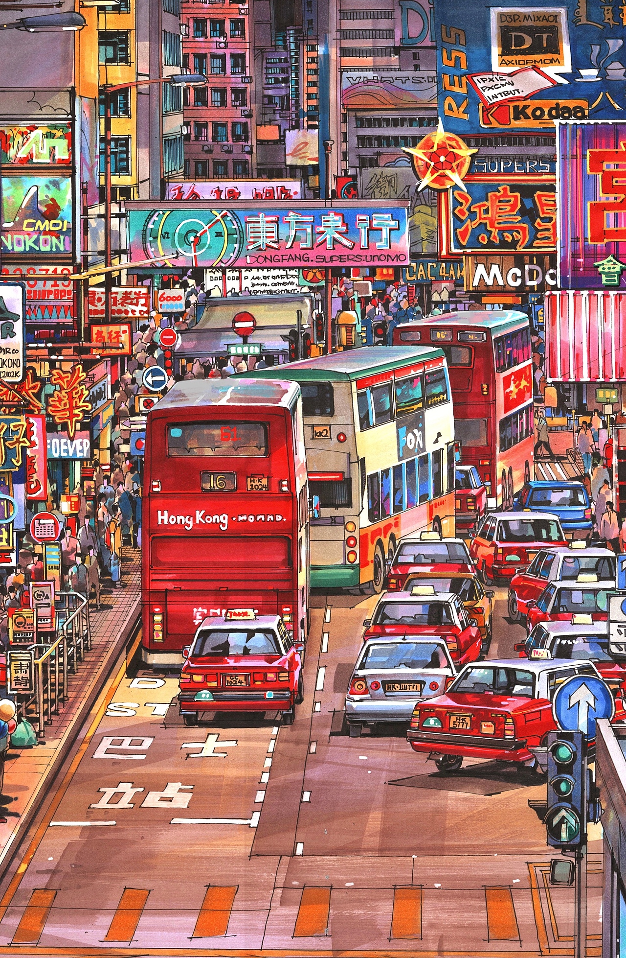 香港街景手绘建筑空间张肖涵手绘