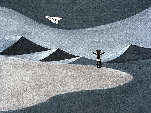 纸飞机--极简插画