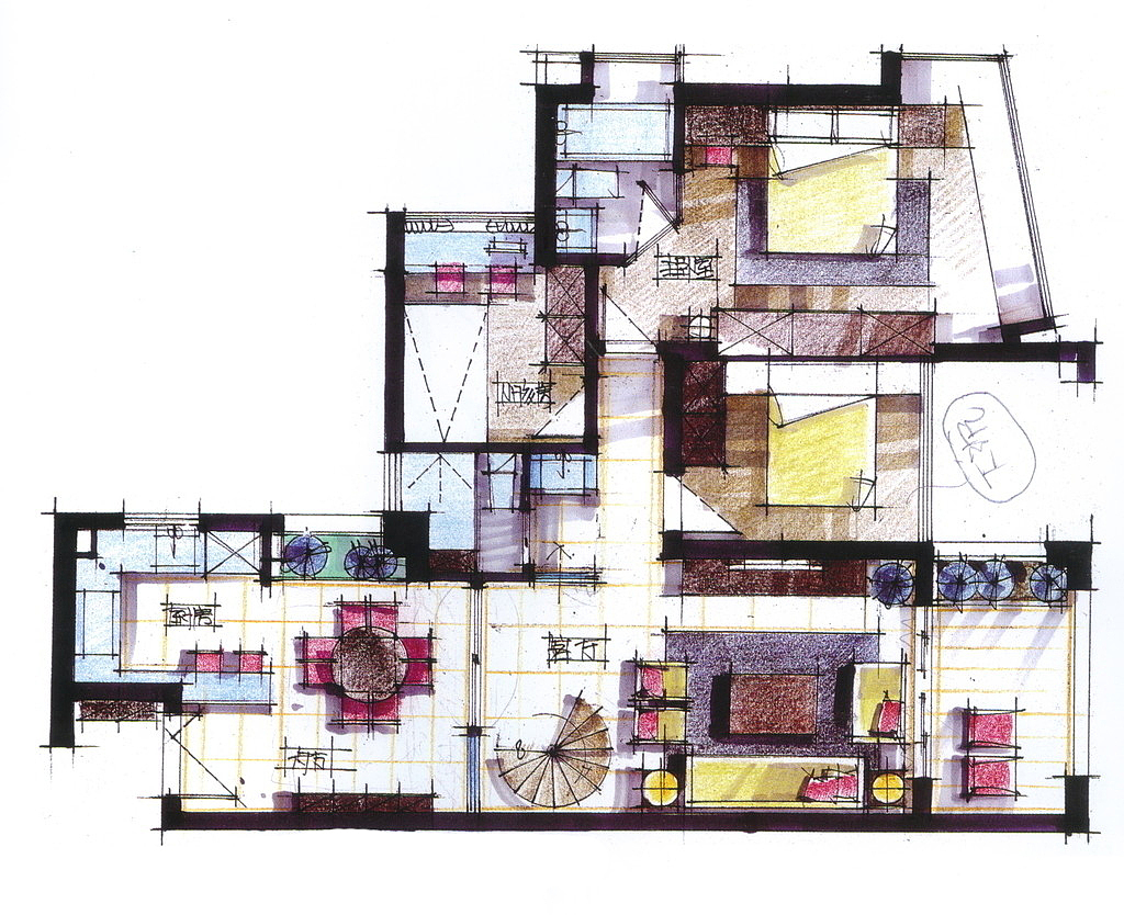 我的室内手绘效果图|空间|家装设计|steve_william_原创作品-站酷