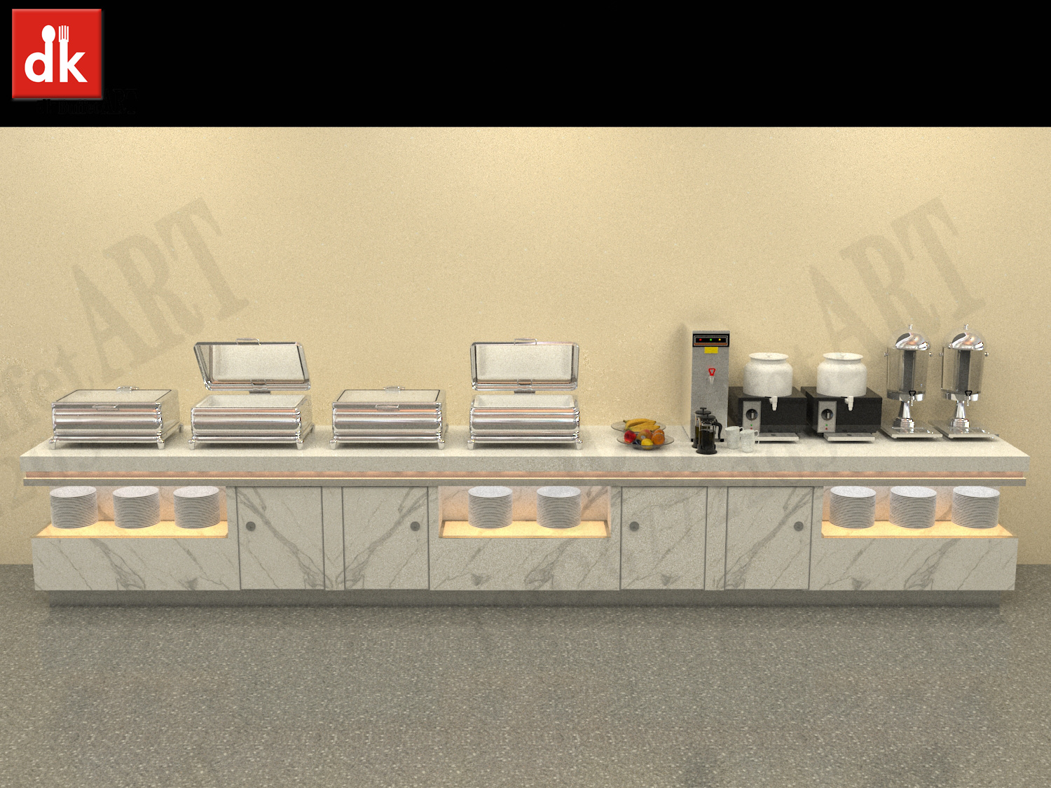 酒店自助餐台厂家 简餐布菲台展示台 自助餐台效果图|空间|家装设计|