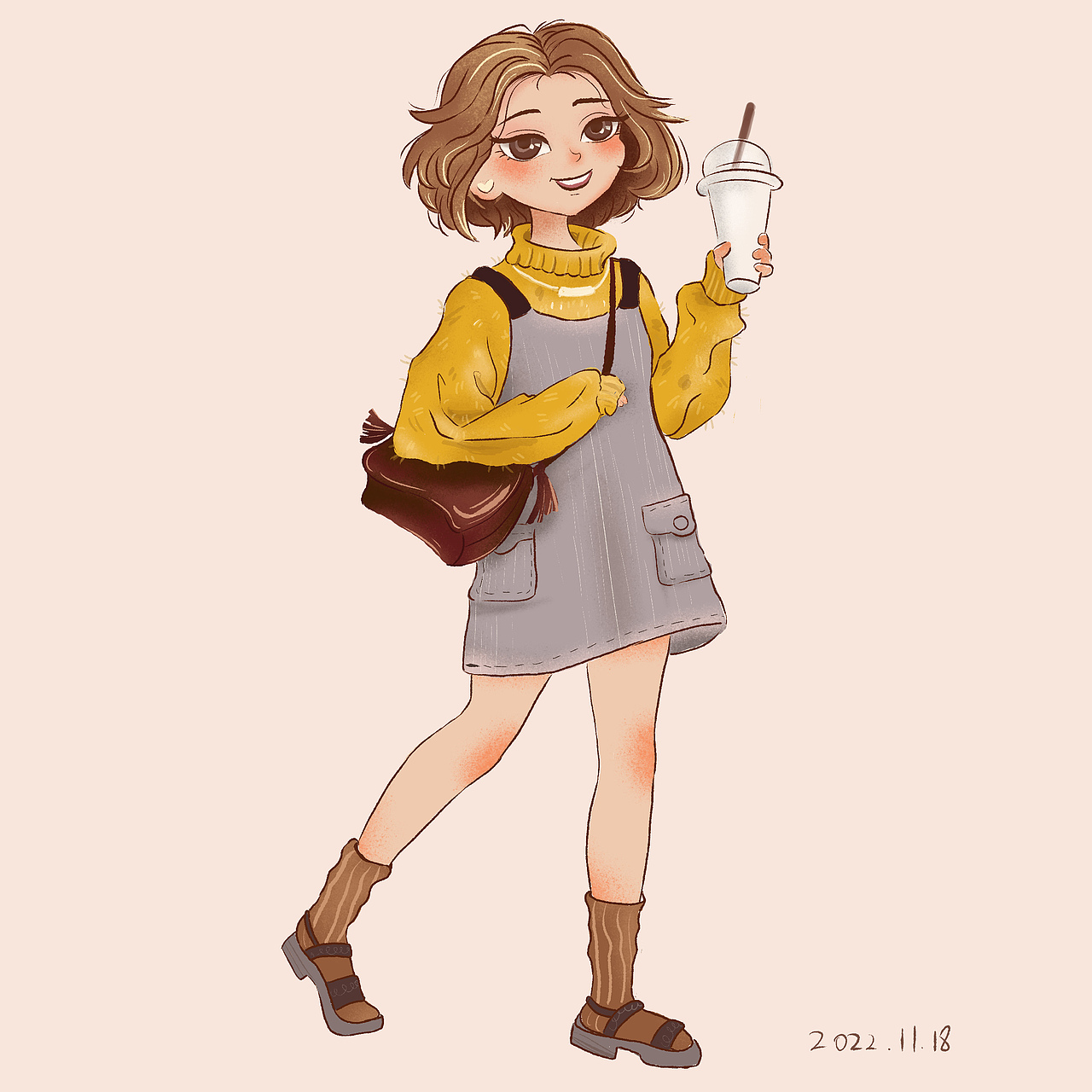 奶茶女孩（图ZMzIyODU1NTgw） - 儿童插画 - 站酷设计师颜开开原创素材 - 站酷ZCOOL
