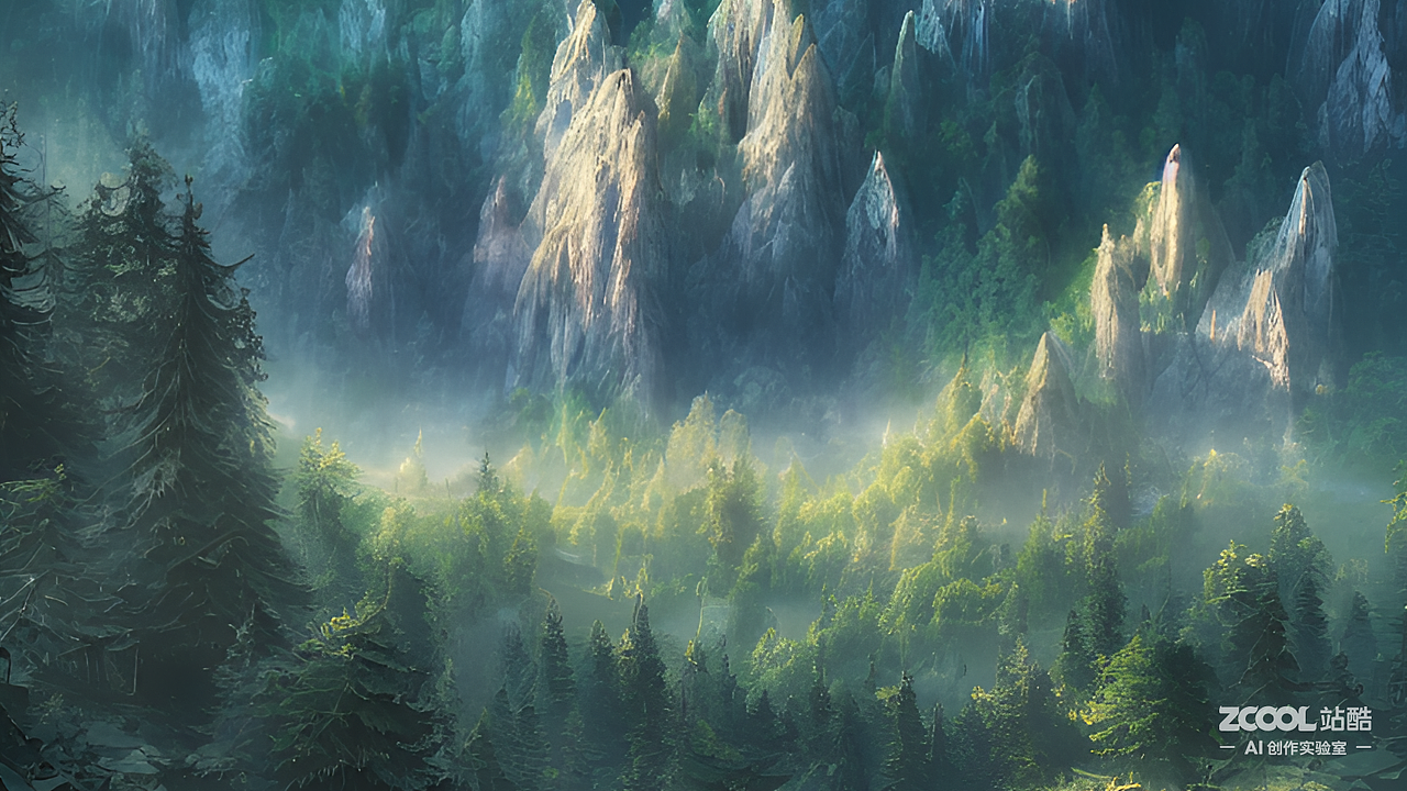 #AI创作实验室#山林（图ZMzI0MjA5MzA0） - AI作品 - 站酷设计师诗iii原创素材 - 站酷ZCOOL