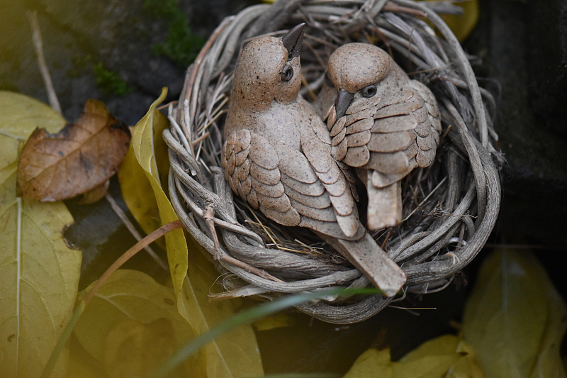 天禽 对鸟 陶瓷摆件 礼品工艺品