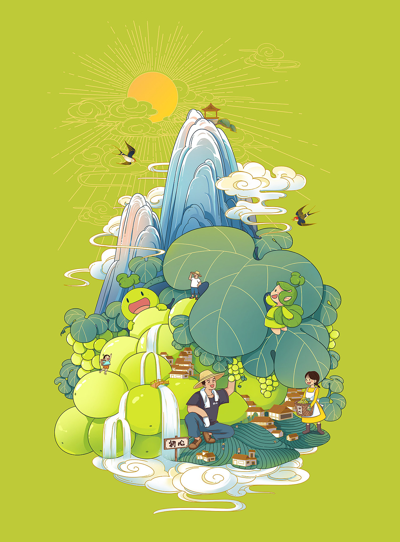 初心农业(青提插画)