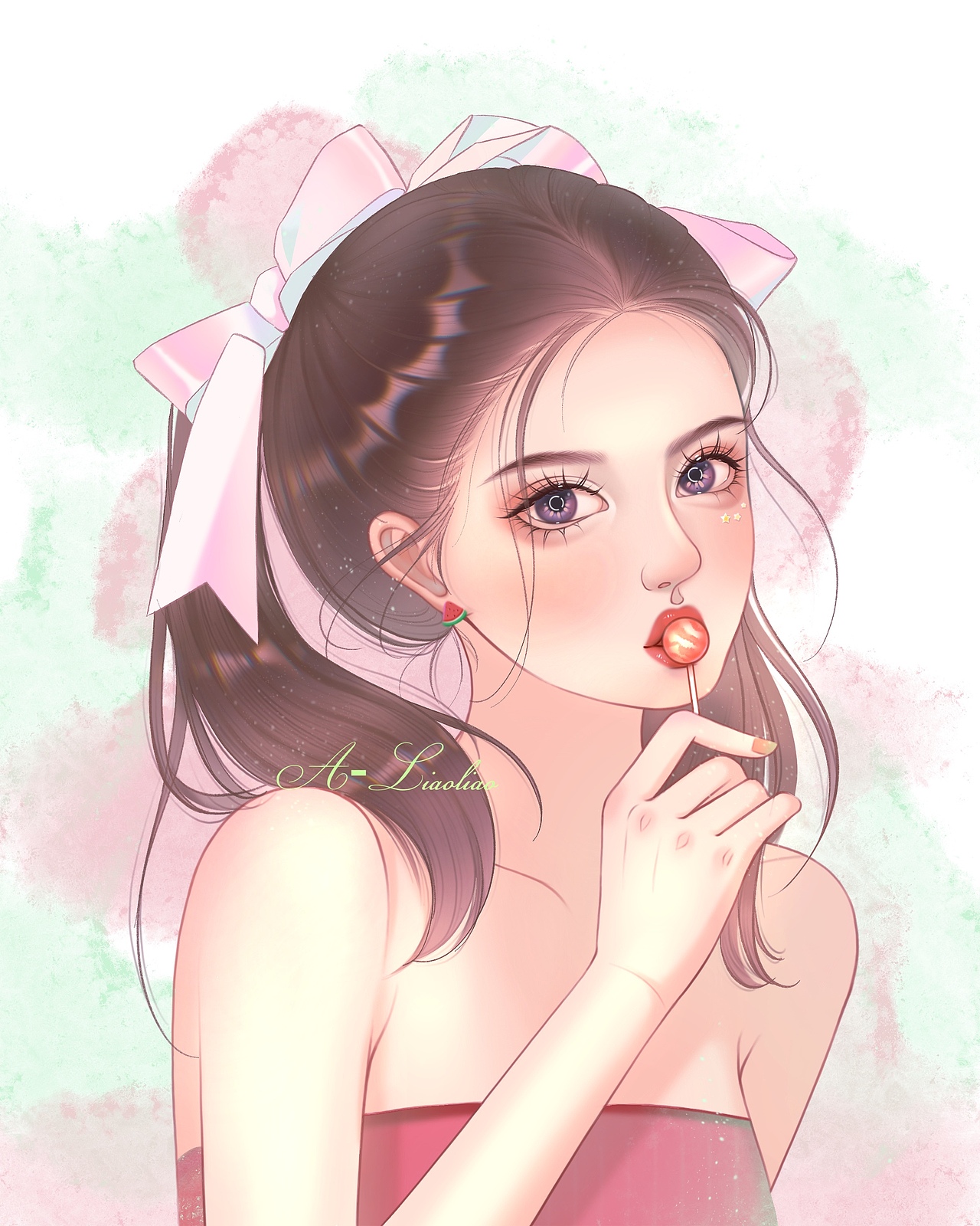 板绘少女插画头像