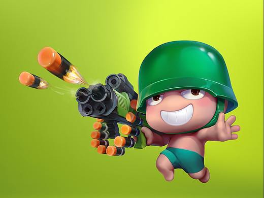 炮炮兵三维插画