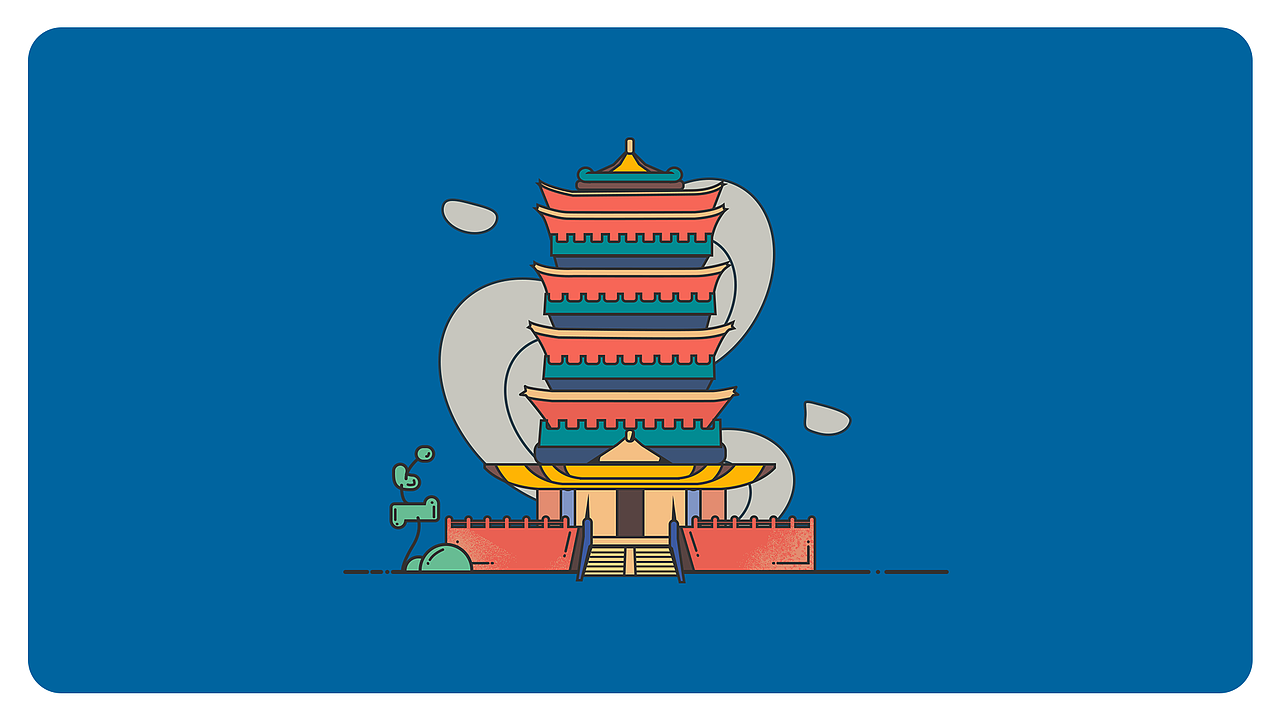 安徽合肥城市建筑icon图标mbe插画 | havviko