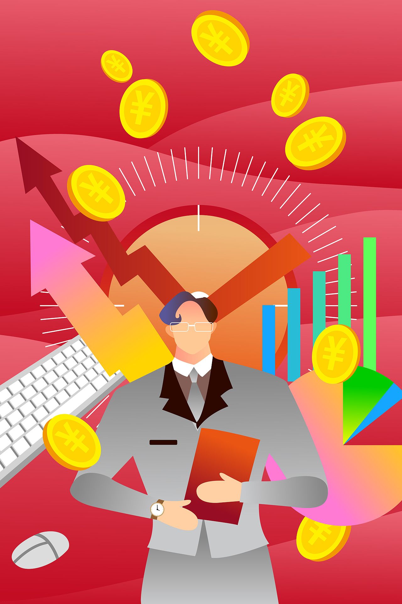 金融商务风格手绘插画