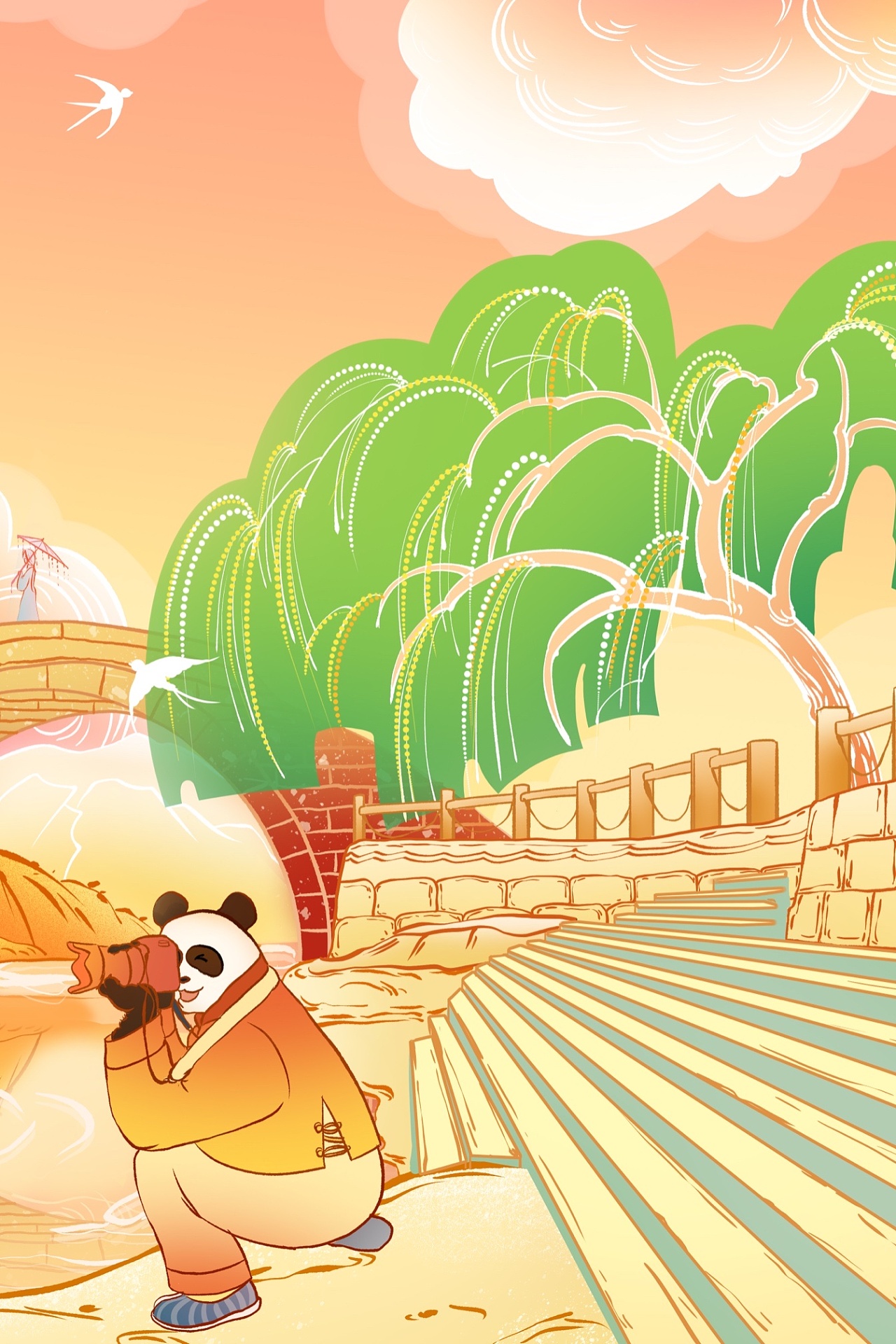 雅安上里古镇二仙桥国风插画|插画|商业插画|4400_ - 原创作品 - 站酷