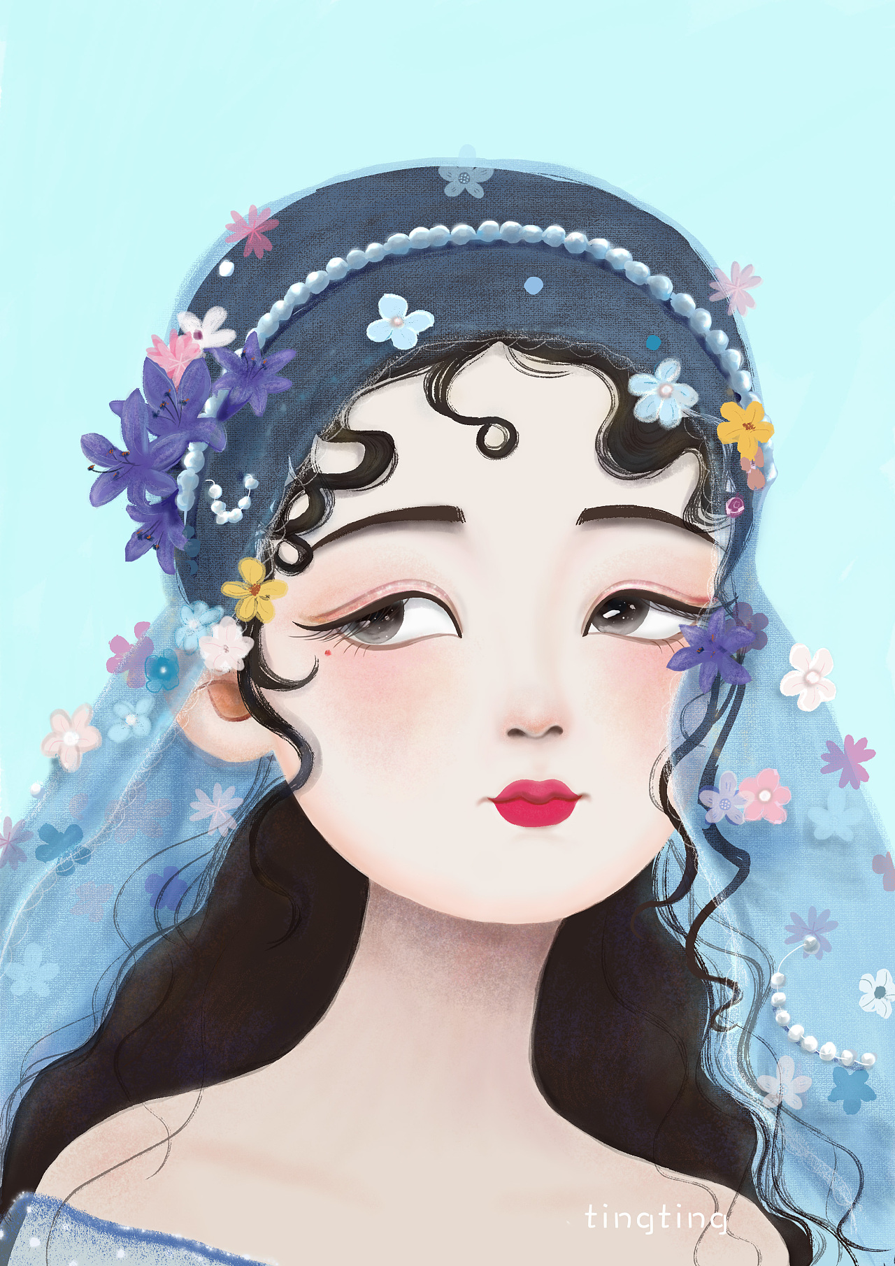 带漂亮头纱的小可爱|插画|创作习作|婷1991 - 原创作品 - 站酷 (zcool