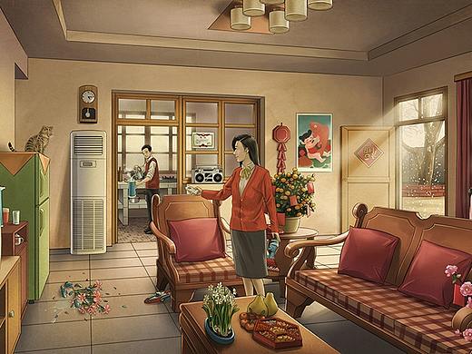 H5插画《嘘!听听,这是谁家的声音》