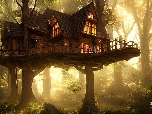 #AI创作实验室#林中树屋