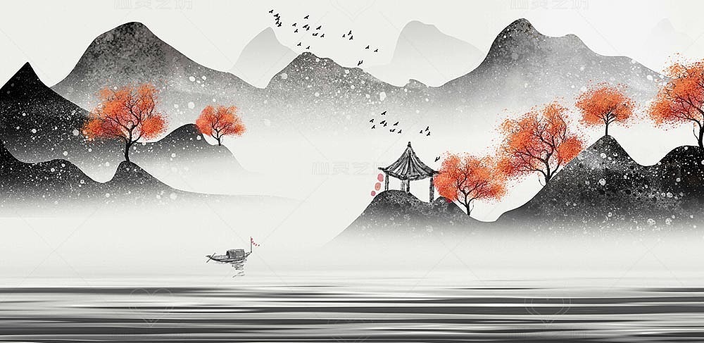 淡雅山水（图ZMjcwMTA3Njg0） - 商业插画 - 站酷设计师心灵艺坊原创素材 - 站酷ZCOOL