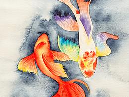 手繪水彩 · 年年有余