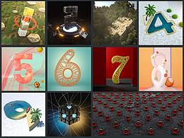 数字系列+平常练习的小作品-C4D+Octane