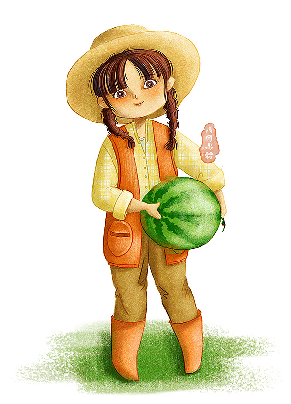 农家小女孩卡通图片
