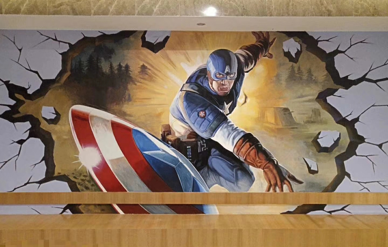 手绘3d立体画 3d墙绘 3d立体壁画 创意3d壁画