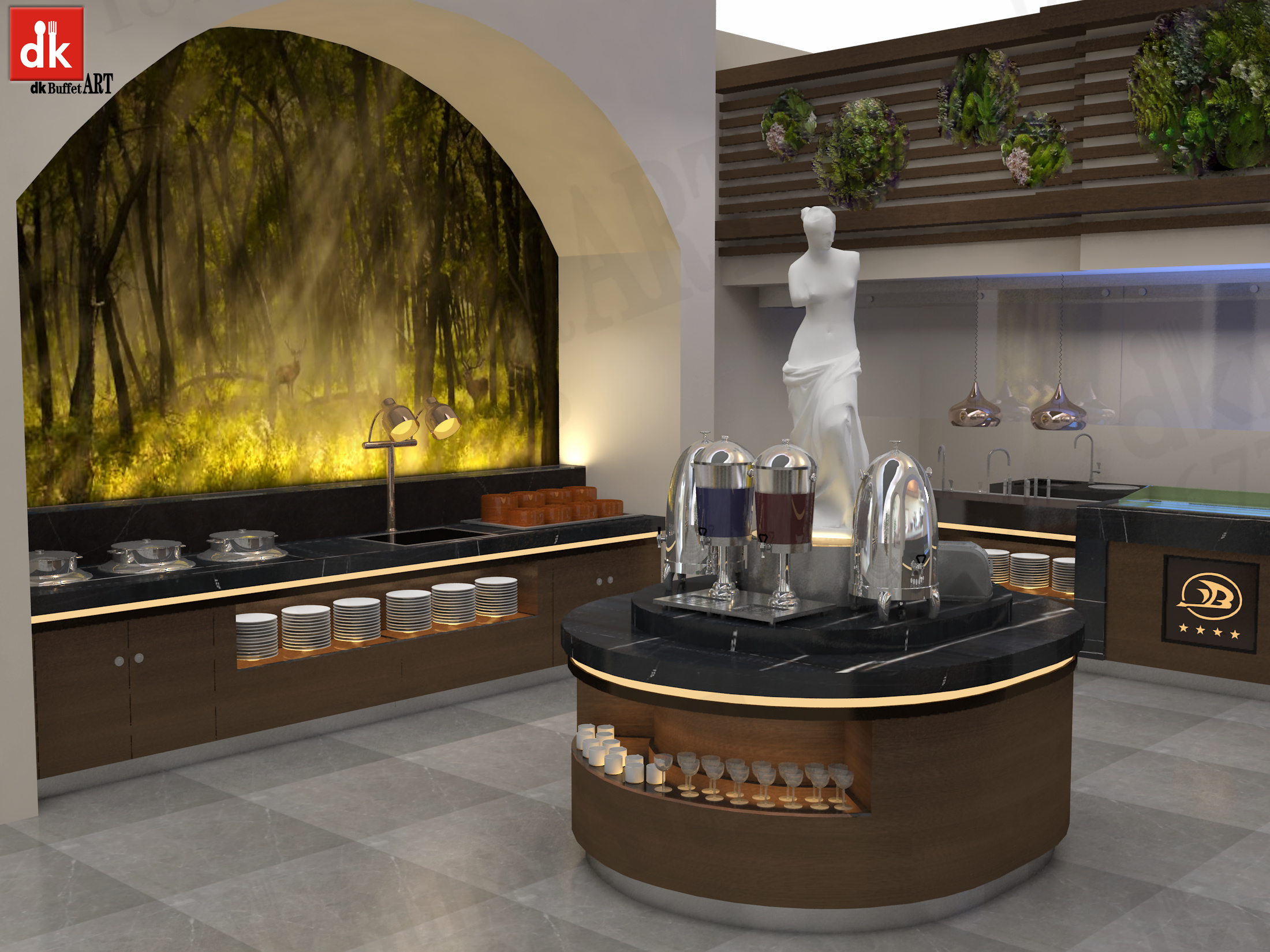 江西自助餐台设计制作 自助餐厅设计装修 自助餐炉设备