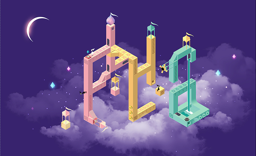 纪念碑谷2.5d插画