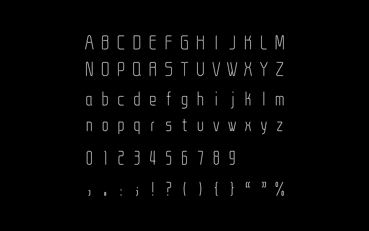 《“国纤体”字库字体设计》（拉丁文、阿拉伯数字、标点符号反白稿）