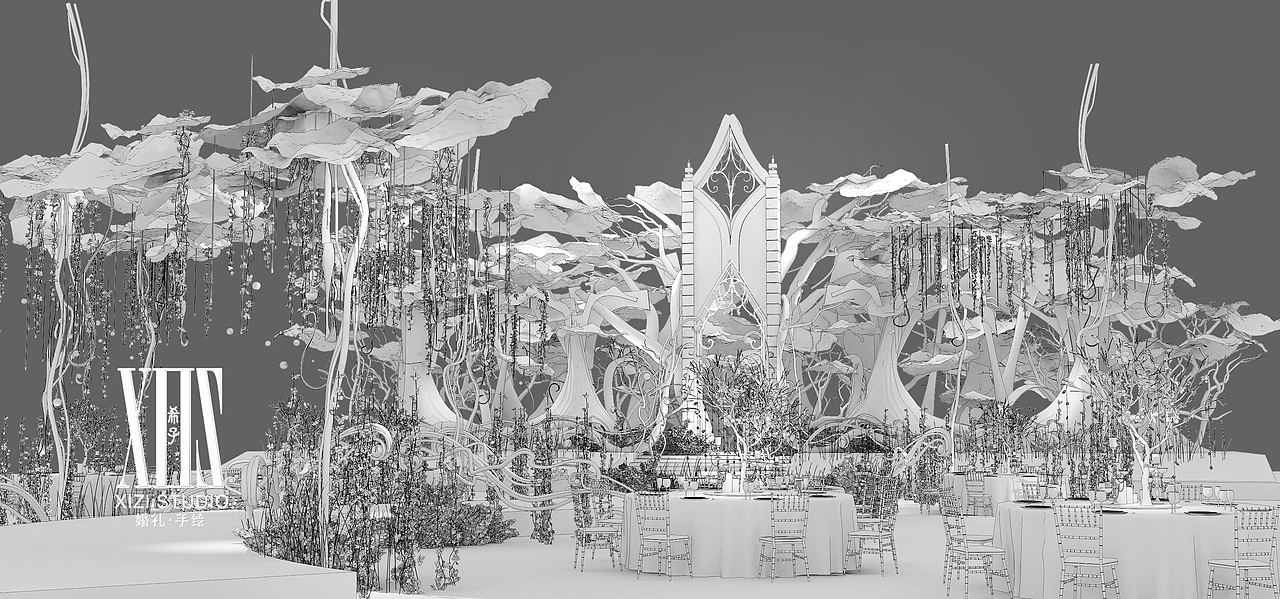 梦幻的森林和神圣静谧的城堡融