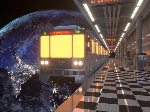 太空列车场景渲染