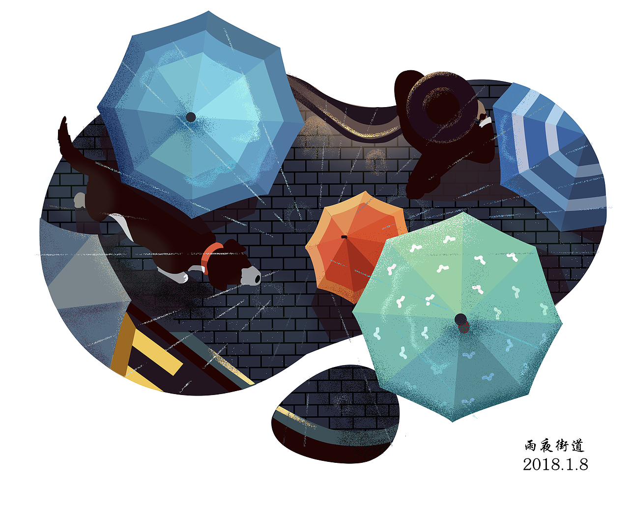 雨夜街道（图ZMTAyMjMzMzg0） - 创作习作 - 站酷设计师旋转加跳跃原创素材 - 站酷ZCOOL