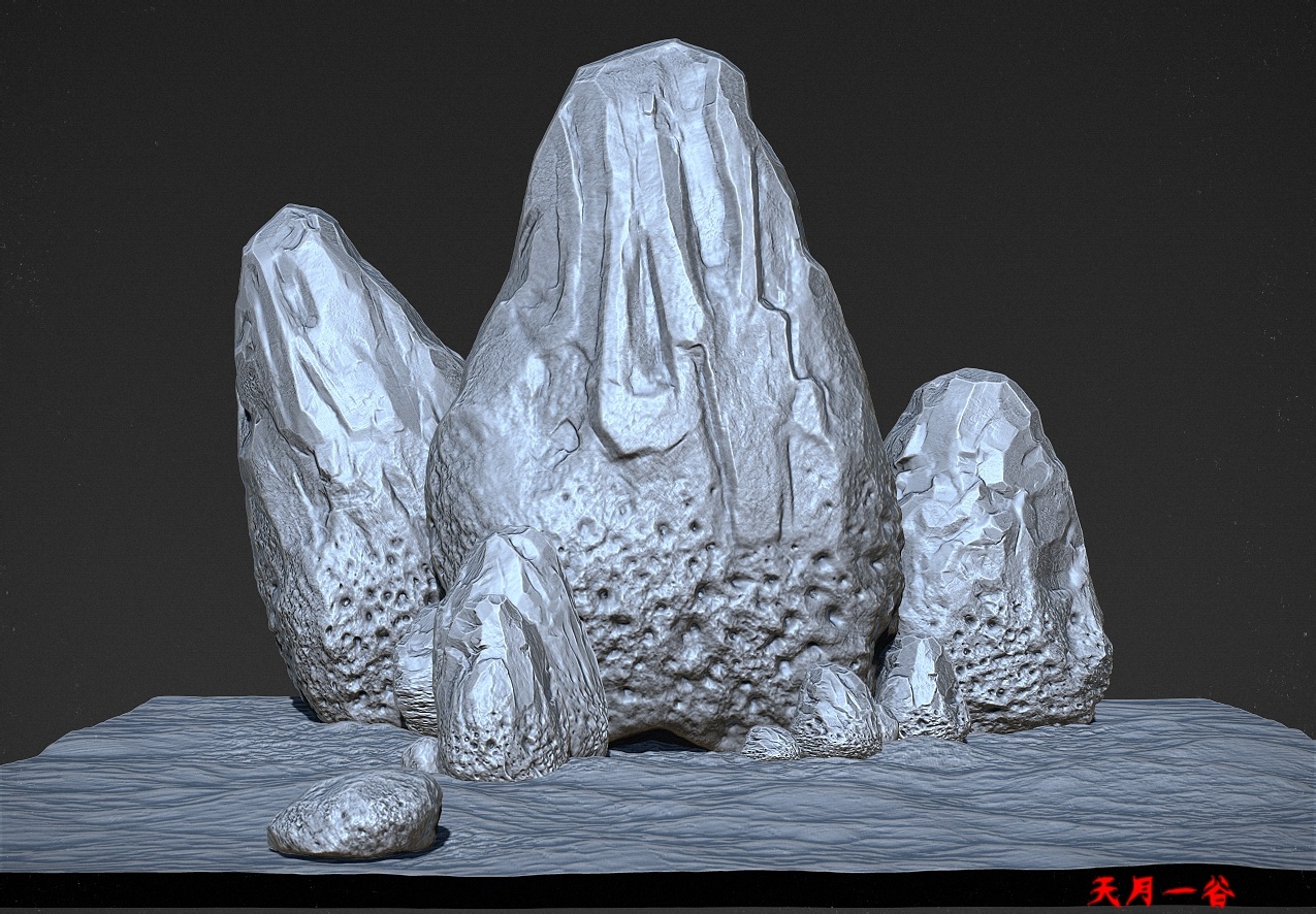 zbrush场景 石头堆