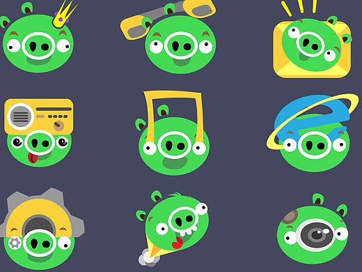 愤怒的小鸟  绿猪头 主题图标