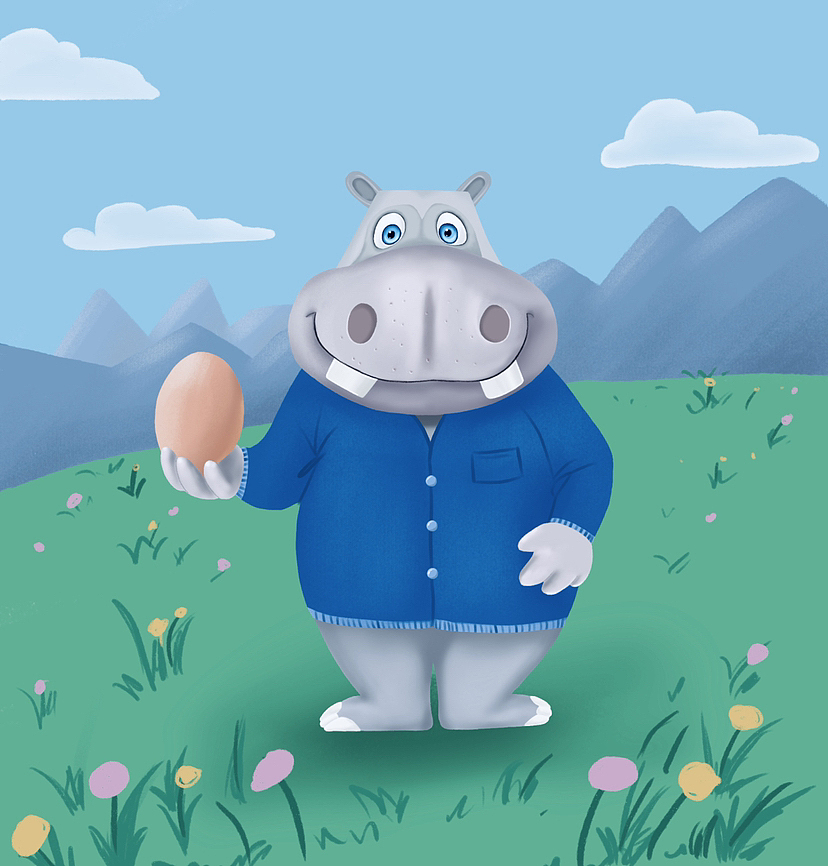 插画河马