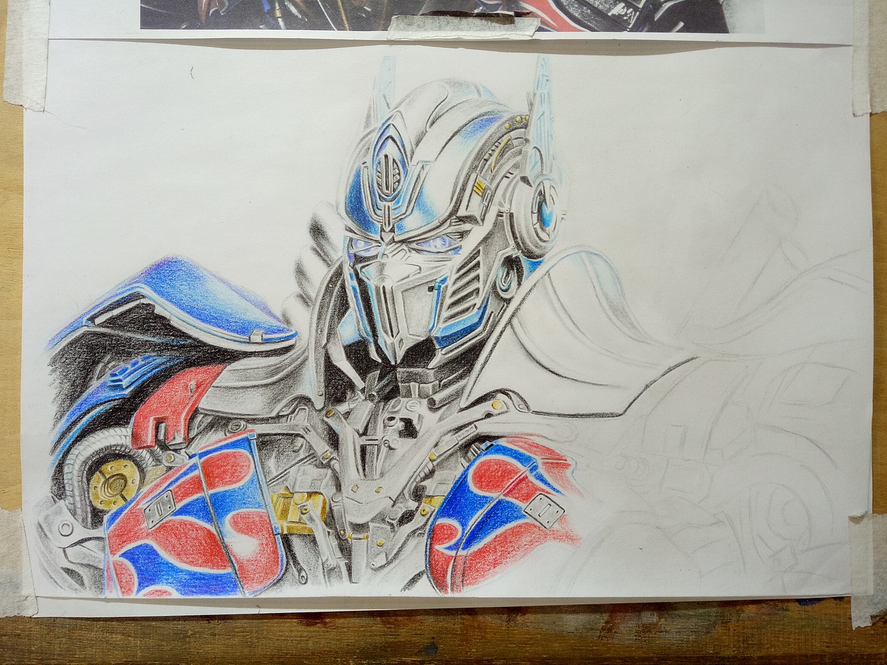 晴天小天使水粉鲸鱼彩铅小奶狗素描黄子韬标签彩铅骑士柱擎天柱变形