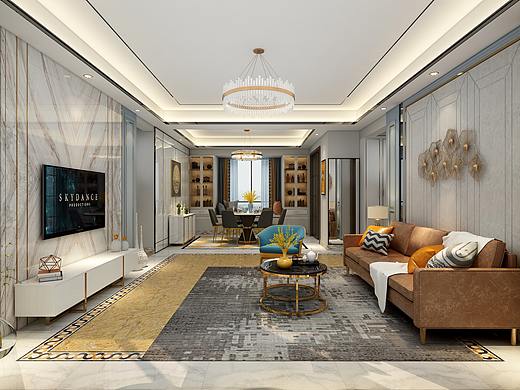 现代轻奢四居——橙色之恋