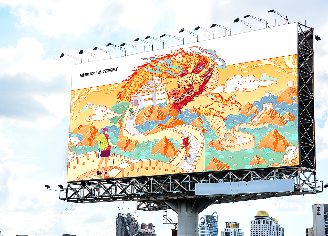 中国长城文创图形设计-国潮插画-政府文化插画