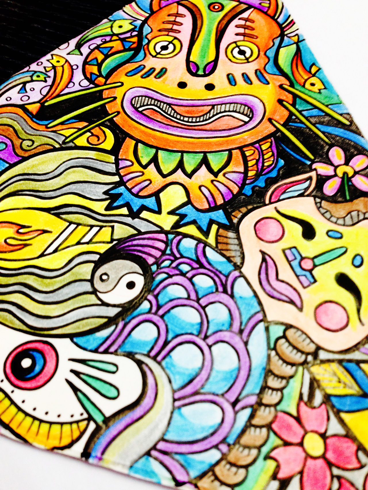 手绘插画涂鸦——日式风格无厘头插画 三角纸板