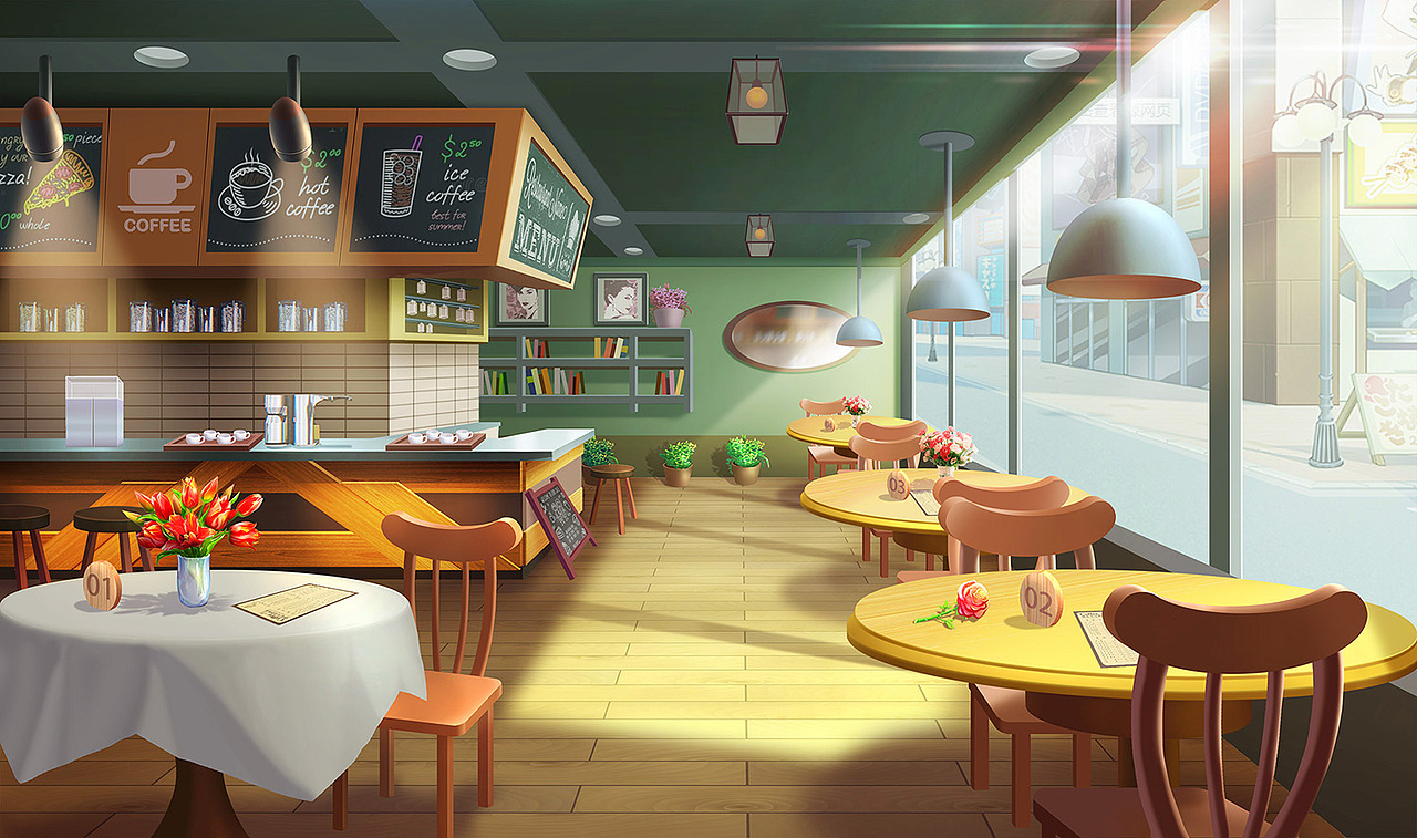 白天的咖啡馆和酒吧（图ZMTQwNzkzMzU2） - 游戏原画 - 站酷设计师WAKKK原创素材 - 站酷ZCOOL
