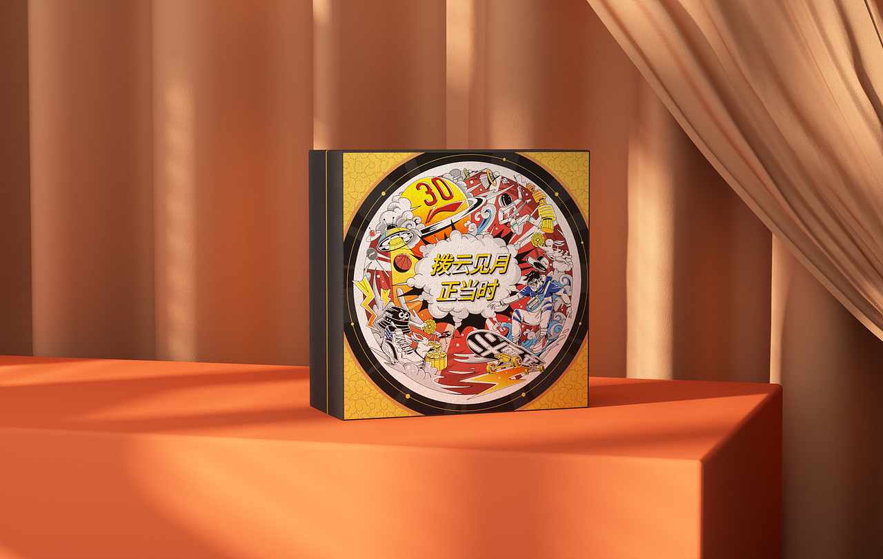 李宁30周年礼盒包装插画