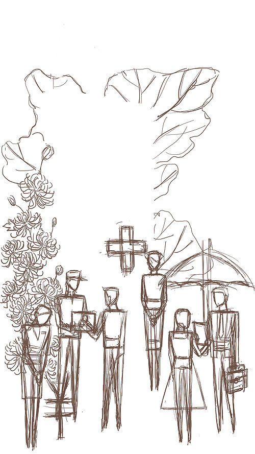 与手机有关购物、出行、服务、学习的春夏秋冬四季插画