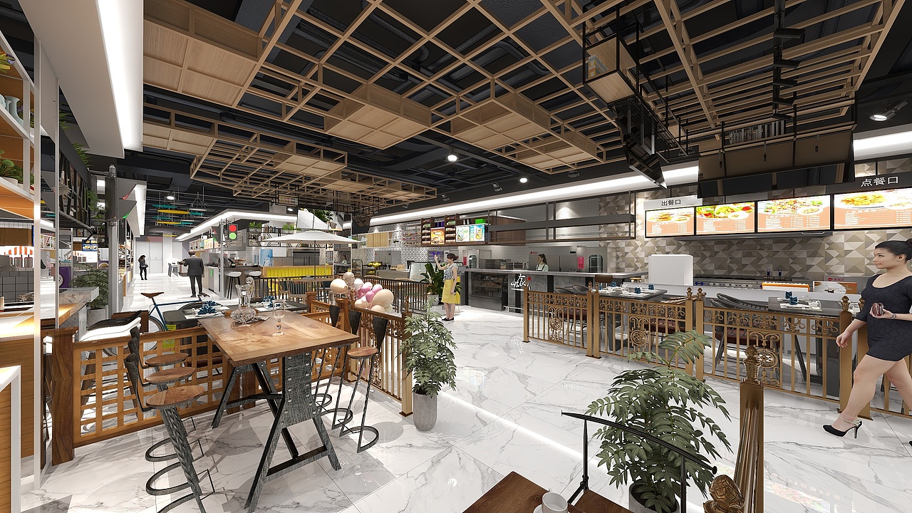 河南平市某地商业空间餐饮区方案(改造区域)