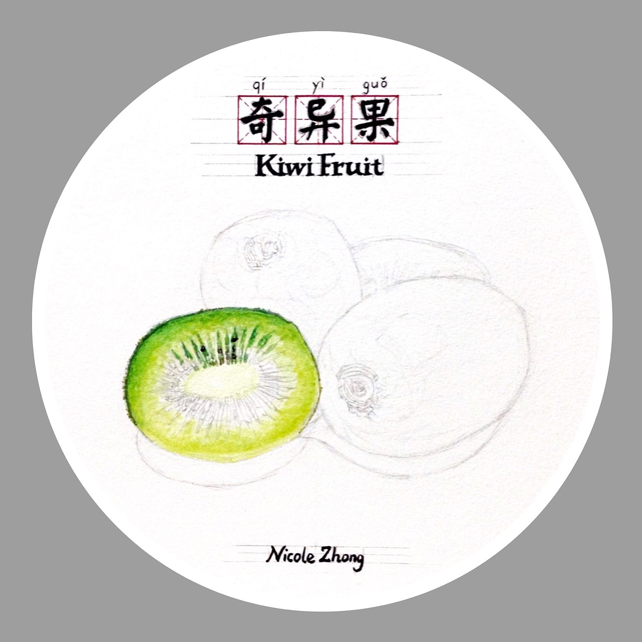 水果系列NO.4奇异果（附作画过程）（图ZNjIxMDkwNTY=） - 绘画 - 站酷设计师Nicolezhong原创素材 - 站酷ZCOOL
