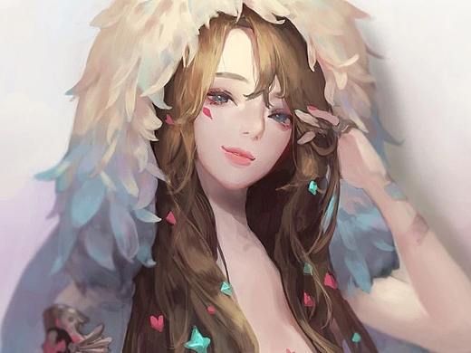 《剑灵》画师笔下的插画作品，熟悉的厚涂插画，具有个性的少女