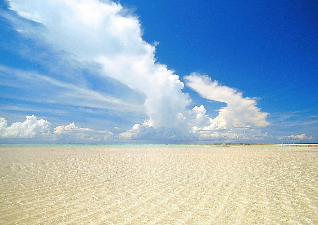 然后看中了这个云层,把沙滩砍了,把云层和城市结合,也剪切到那道门框里面。