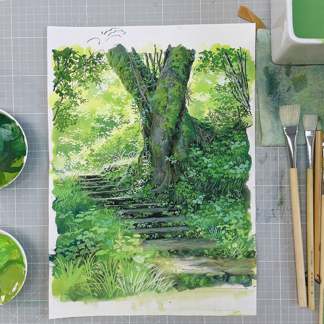 不透明水彩｜场景的绘制