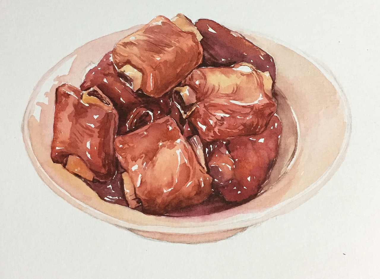 水彩红烧排骨|插画|创作习作|妖妖璃_原创作品-站酷(zcool)