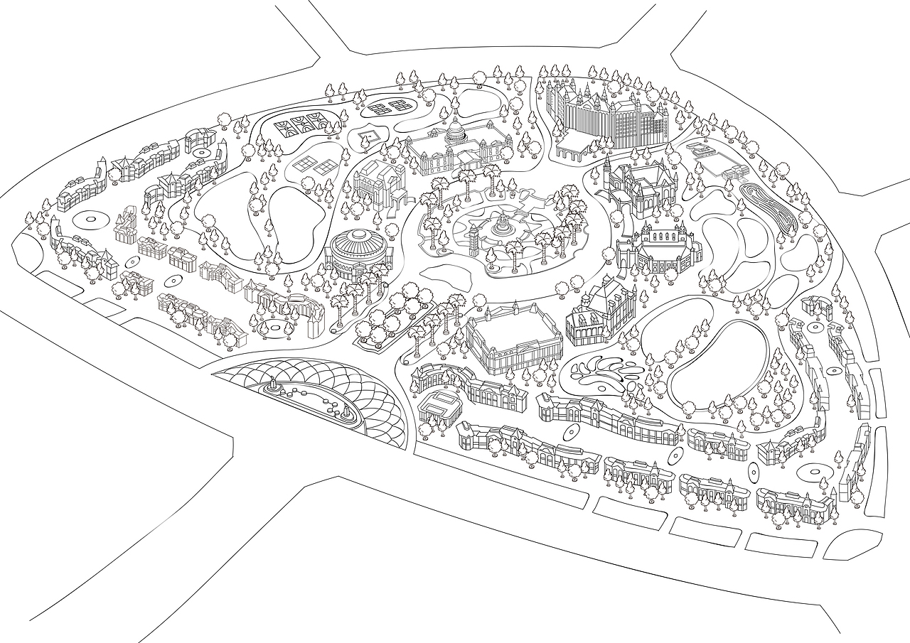 恒大丁字湾游乐场手绘地图