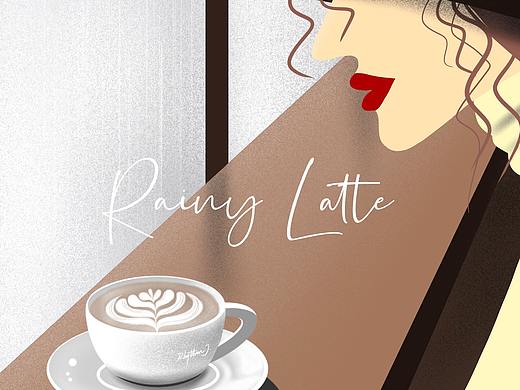 《雨天拿铁》单曲封面插画